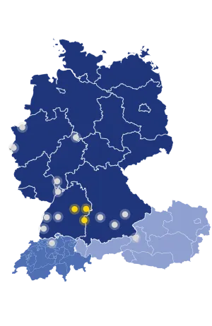 Standorte der SMS Business Software Solution GmbH in Deutschland.